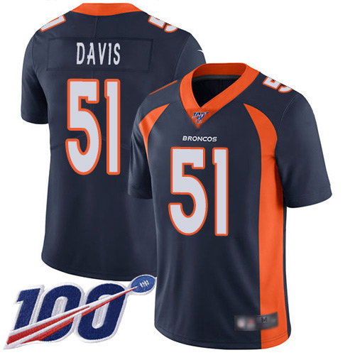 Men Denver Broncos 51 Todd Davis Navy Blue Alternate Vapor Untouchable Limited Player 100th Season Football NFL Jersey